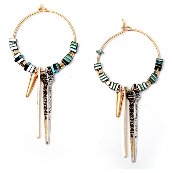 🎁CLEARANCE 🎁(5🌟)Bead & Pendant Hoop Earrings - Picture 2 of 4